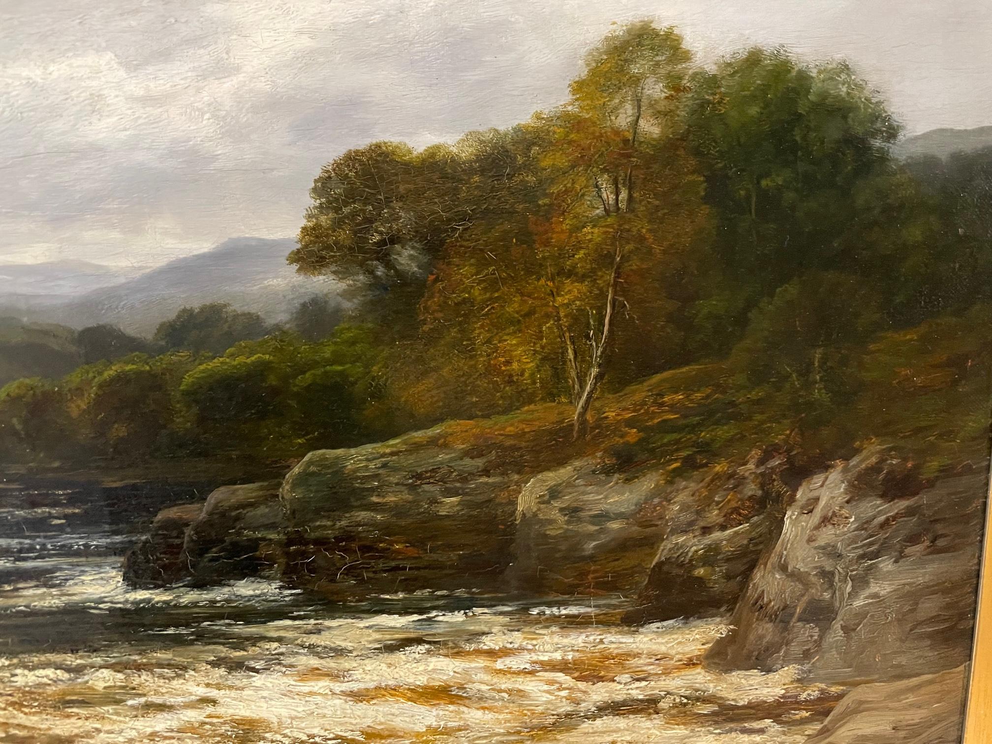 Fiume Highland in piena - Landscape Painting Nero di William Beattie-Brown