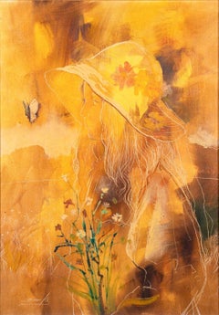 William Benecke Girl Signed Oil Painting on Canvas Art Nouveau Inspired Portrait