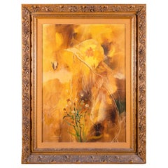 Vintage William Benecke Girl Signed Oil Painting on Canvas Art Nouveau Inspired Portrait