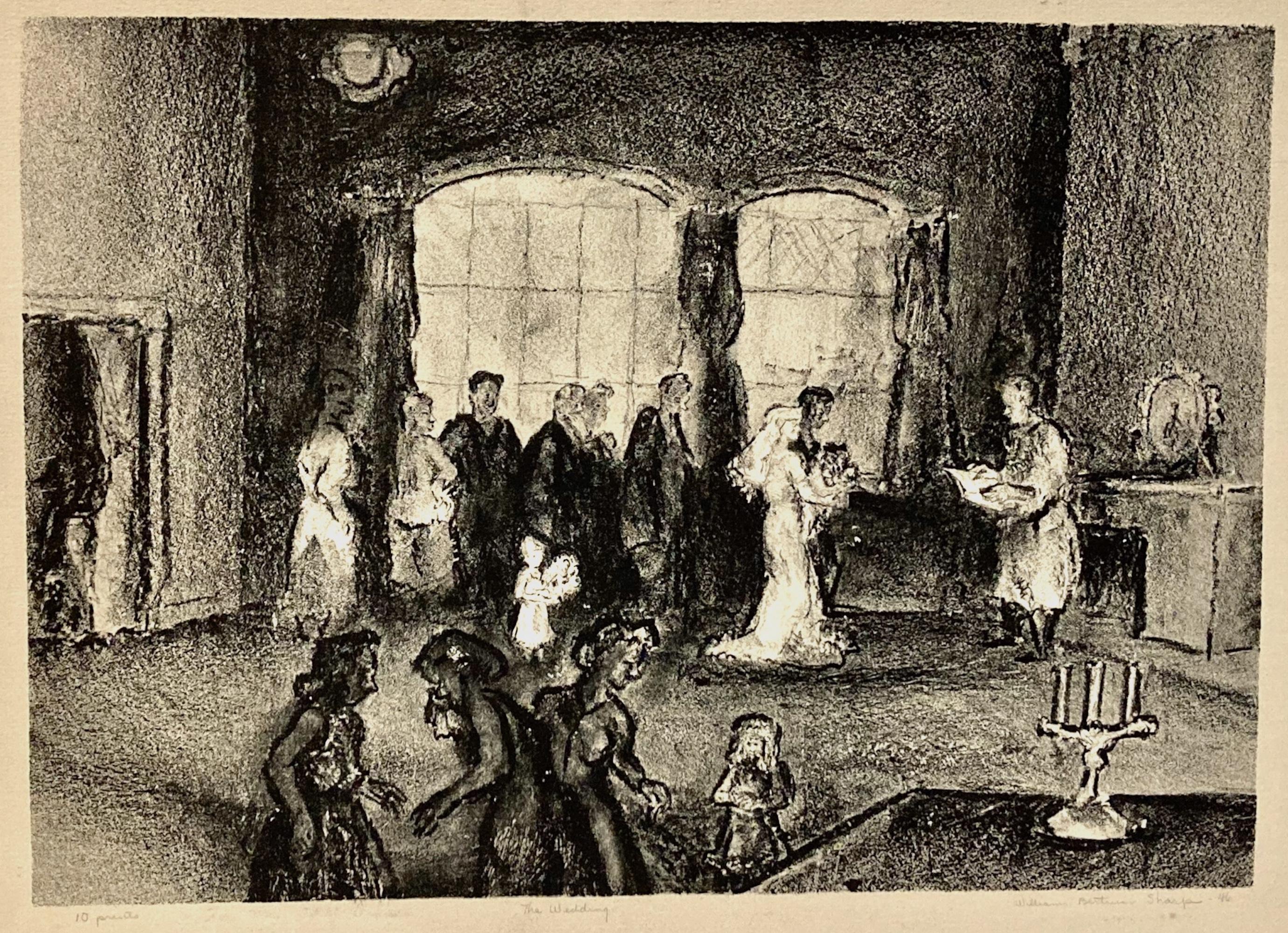 William Bertrum Sharp Interior Print - William B. Sharp, The Wedding, 1946, lithograph