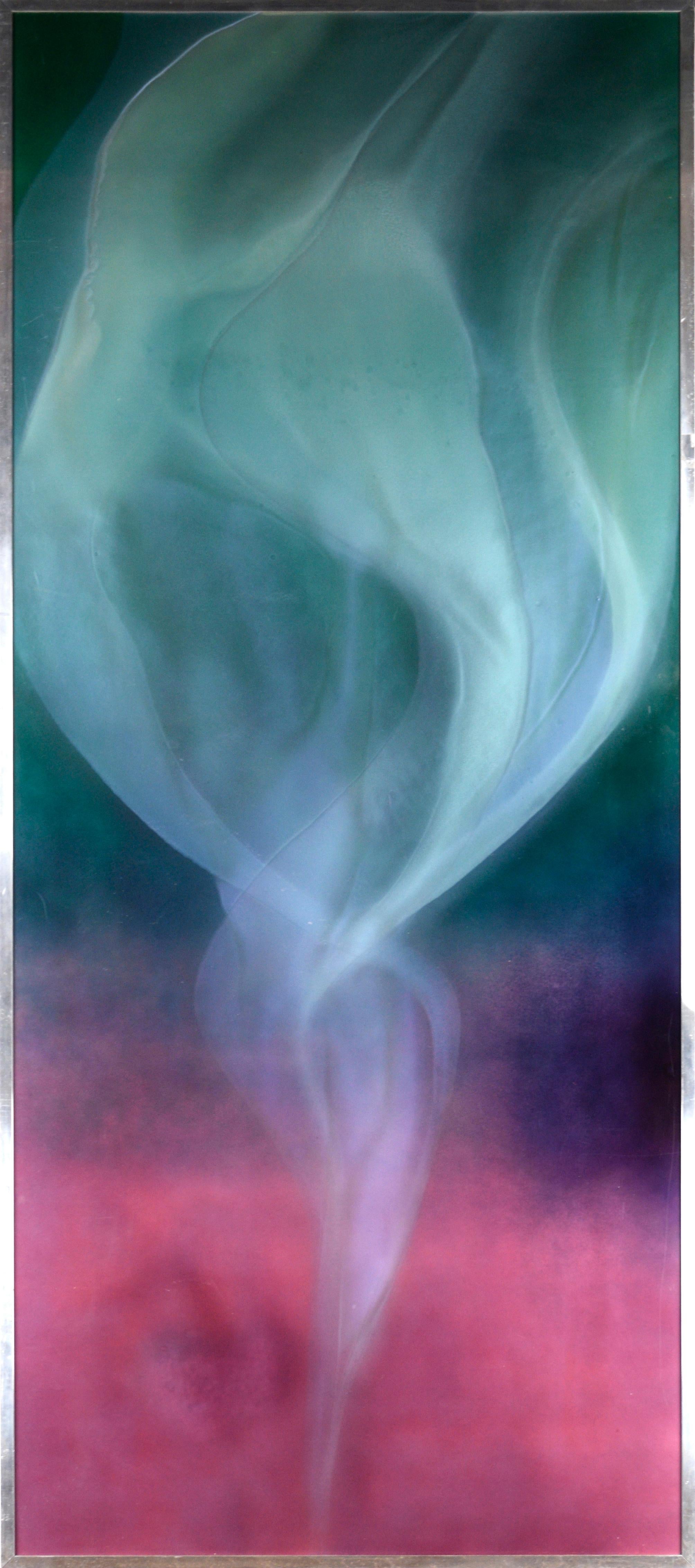 William "Bill" Fedderson Abstract Painting - "Sylph #9" - Green, Purple & Blue Smoke Spirit Large Scale Abstract 