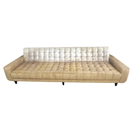 William Billy Haines 122" Biscuit Tufted Ledge Back Sofa in Velvet Upholstery