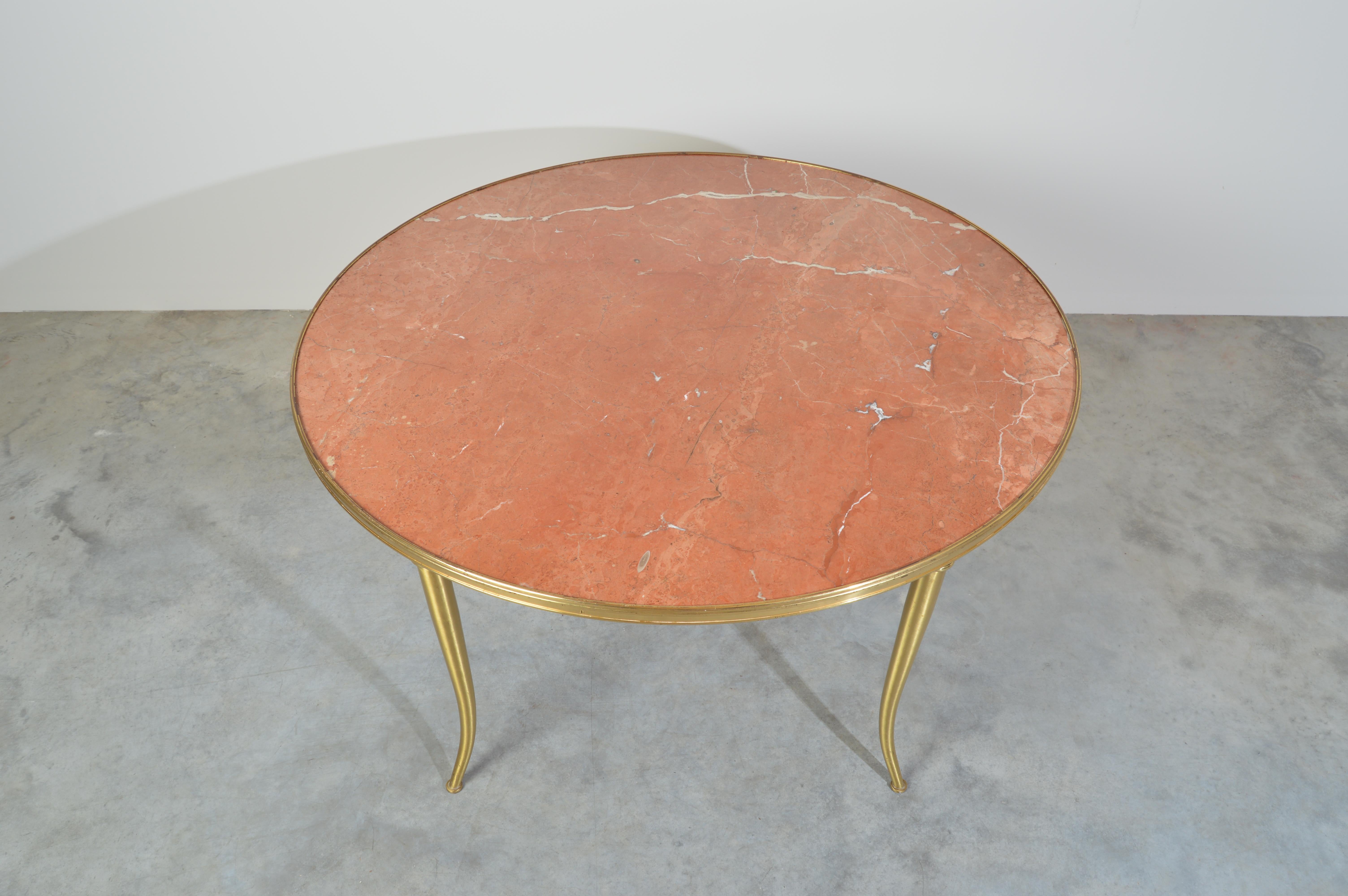 William “Billy” Haines Brass and Marble Game/Dinette Party Table and Chairs Set 4