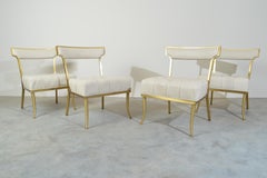 William “Billy” Haines Brass and Marble Game/Dinette Party Table and Chairs Set