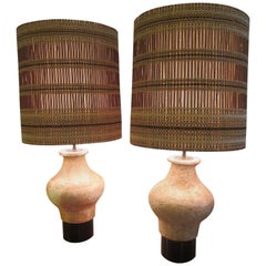 William Billy Haines Etruscan Style Ceramic Lamps from Beverly Hills CA Estate