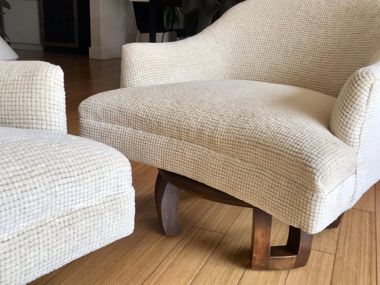 William Billy Haines Pair of Swivel Base Club Chairs For Sale at 1stDibs