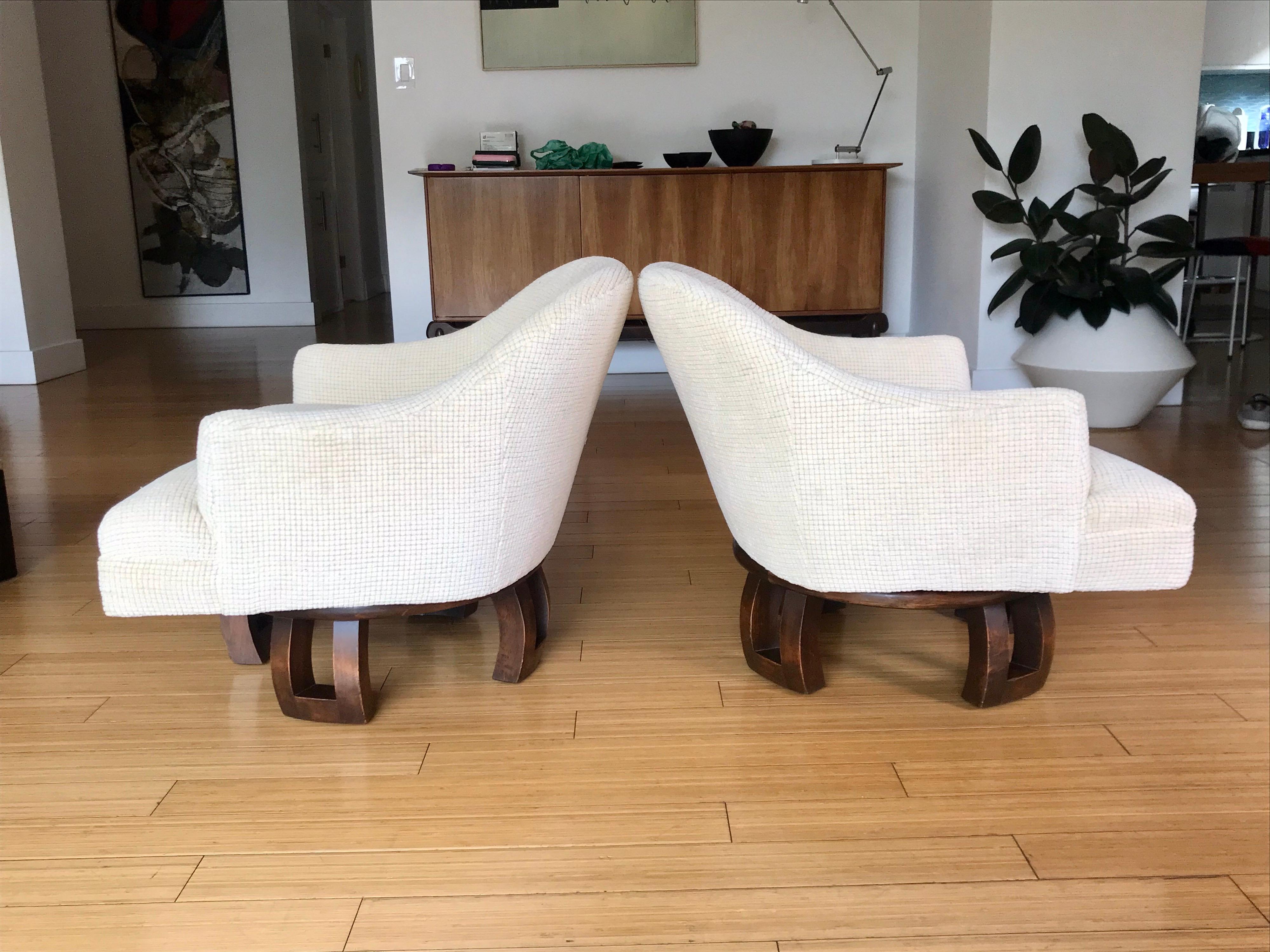 20th Century William Billy Haines Pair of Swivel Base Club Chairs