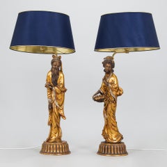 William Billy Haines style Table Lamps Gilded a Pair, Usa 1950s