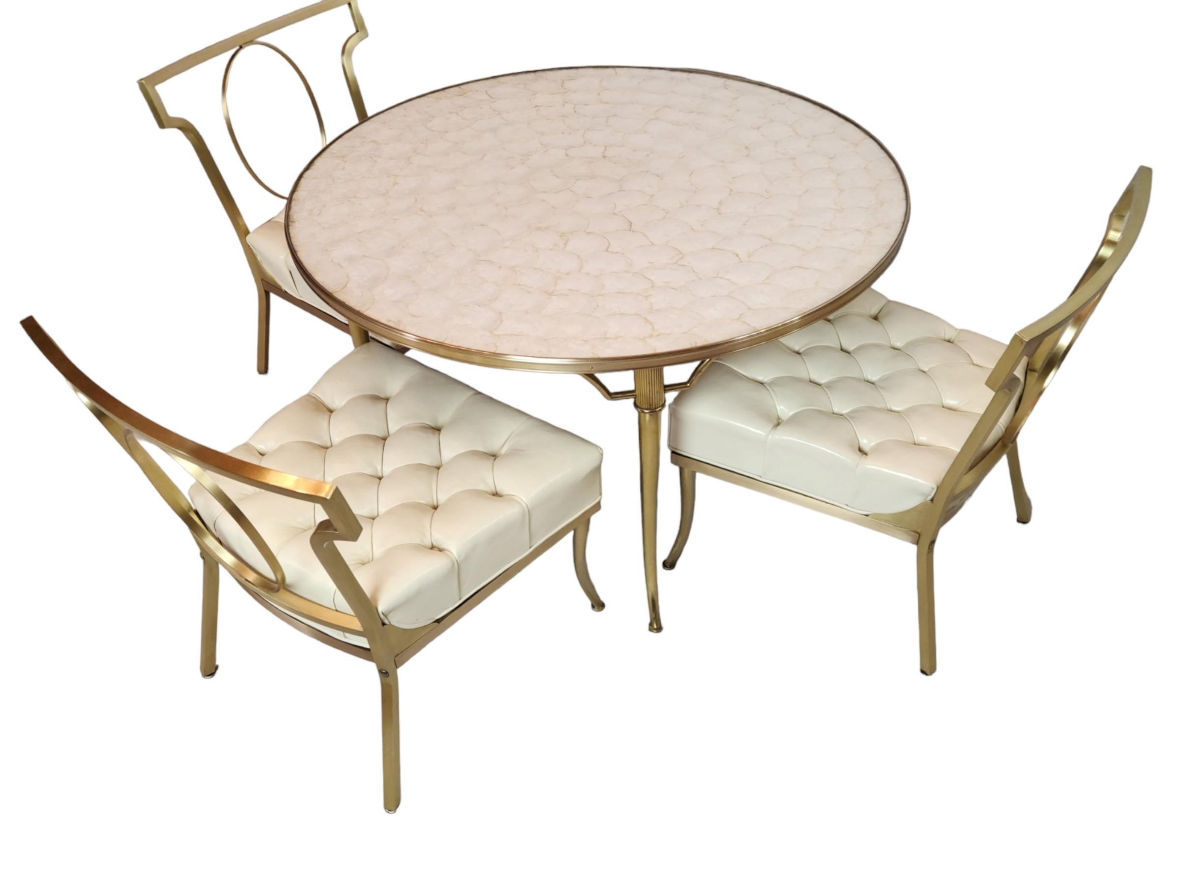 John Stuart Three Brass Slipper Chairs and Tea Table  1950s For Sale 6