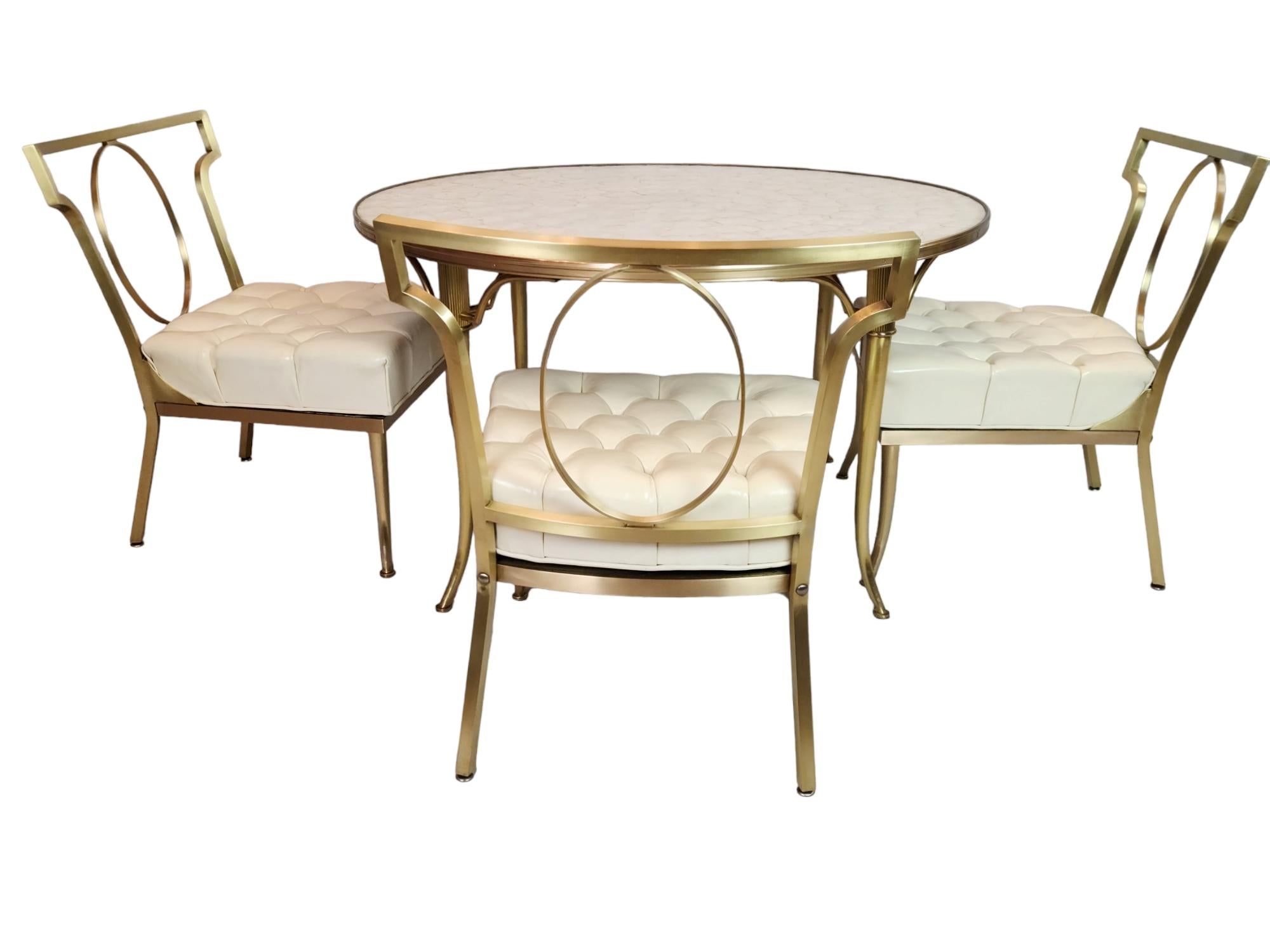 John Stuart Three Brass Slipper Chairs and Tea Table  1950s For Sale 7