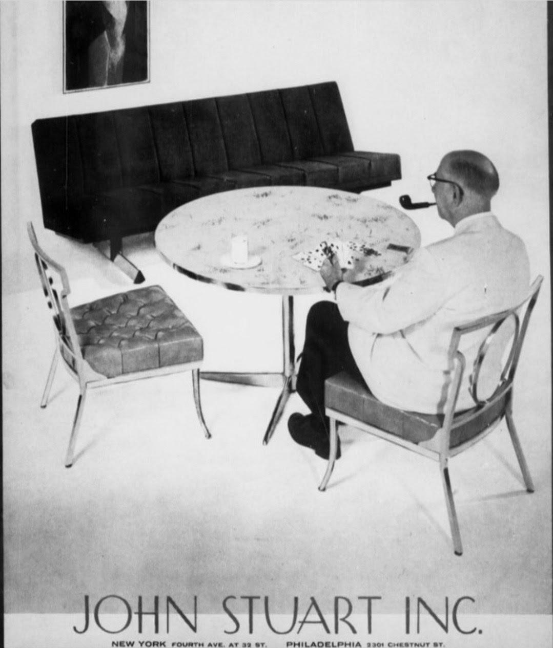 John Stuart Three Brass Slipper Chairs and Tea Table  1950s For Sale 8
