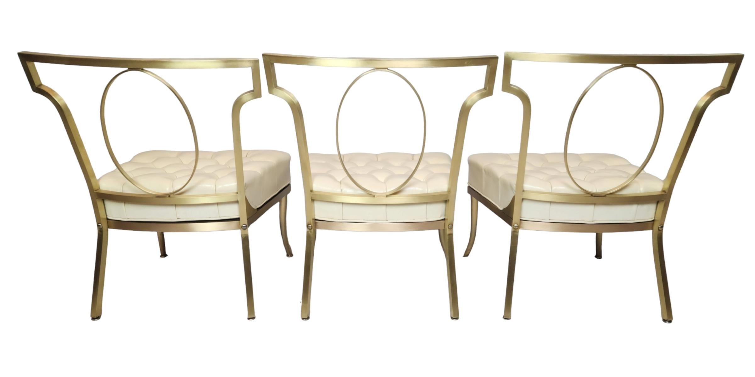 John Stuart Three Brass Slipper Chairs and Tea Table  1950s For Sale 1