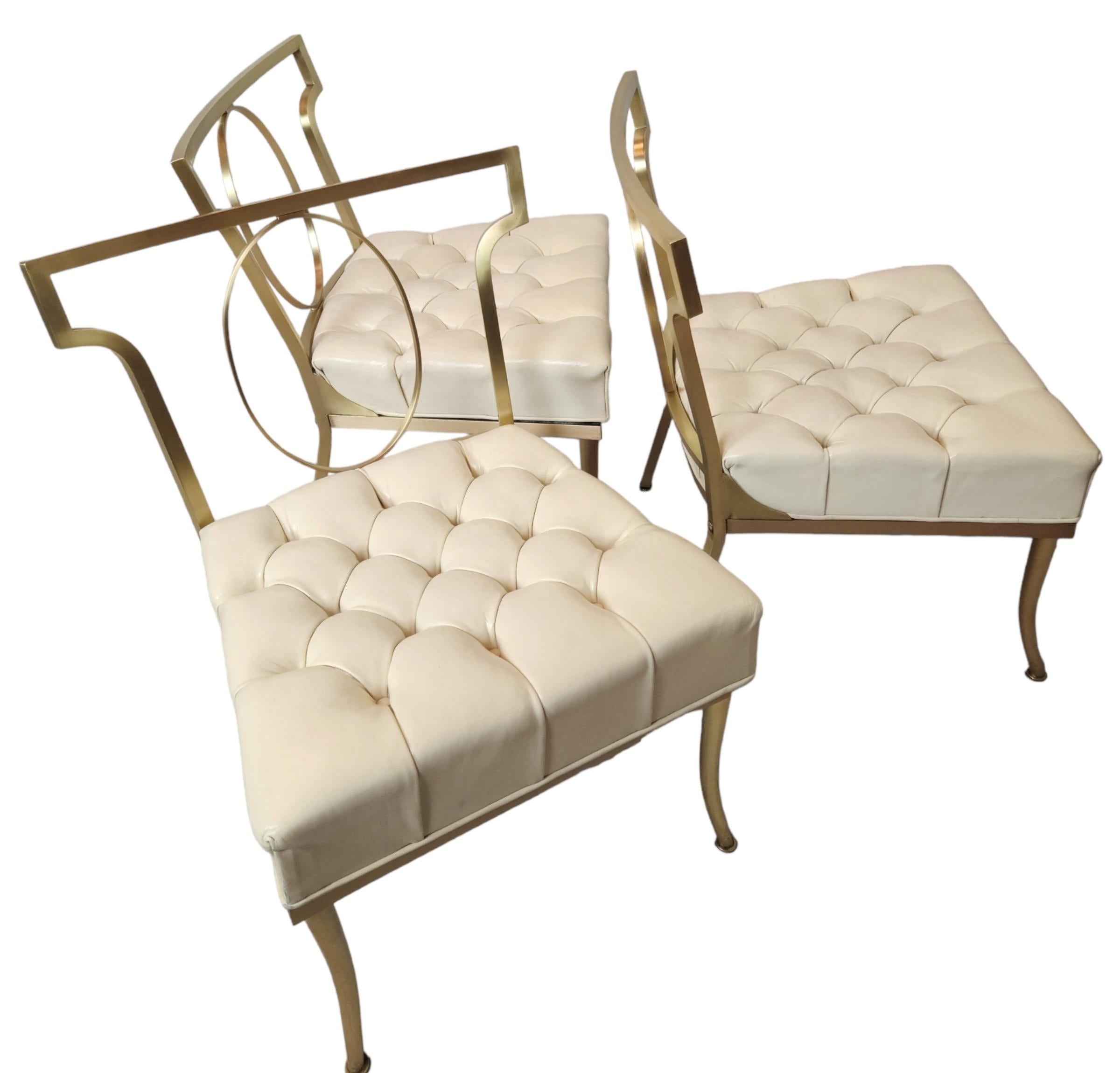 John Stuart Three Brass Slipper Chairs and Tea Table  1950s For Sale 2