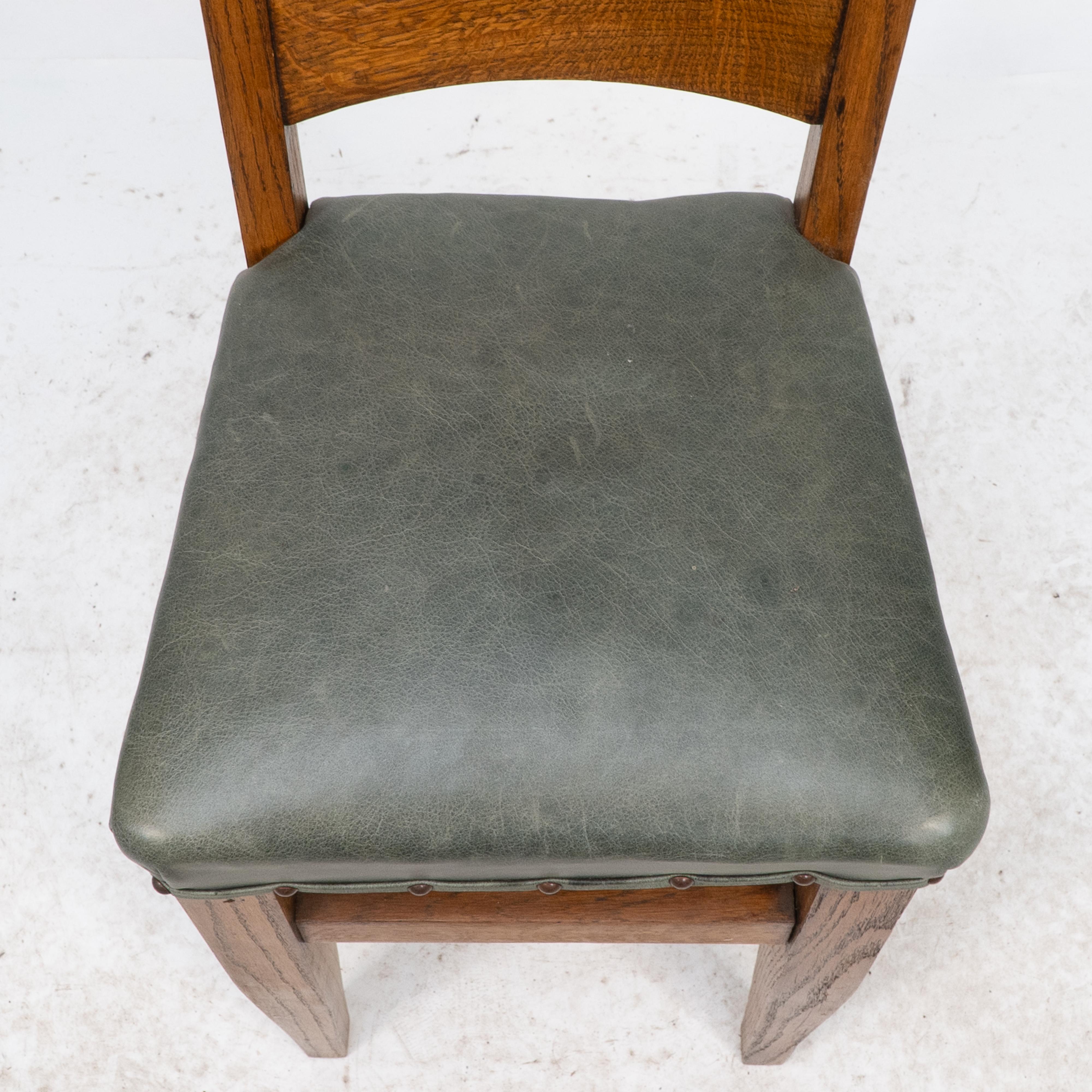 William Birch. An Arts & Crafts high seat music chair with leather seat For Sale 5