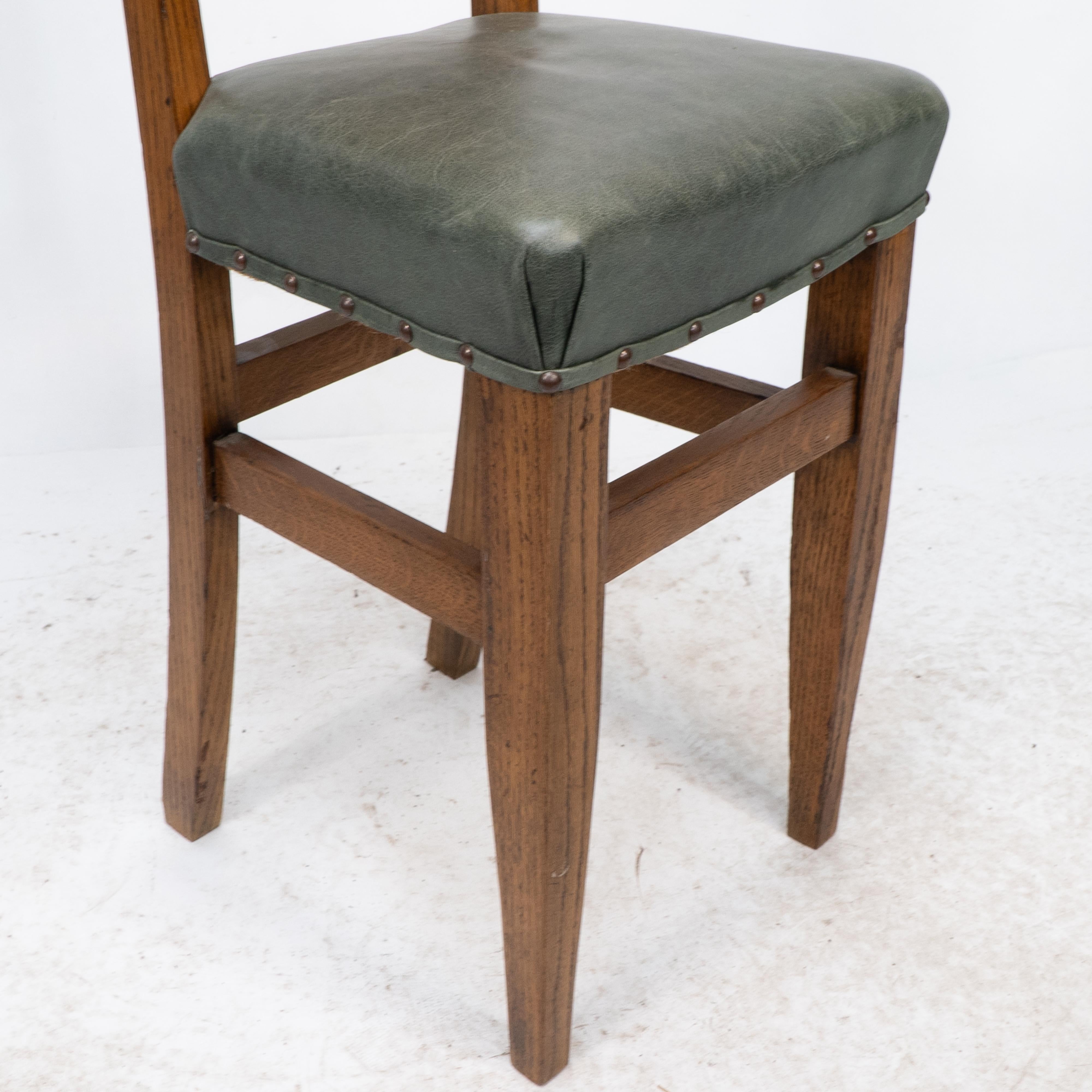 William Birch. An Arts & Crafts high seat music chair with leather seat For Sale 7