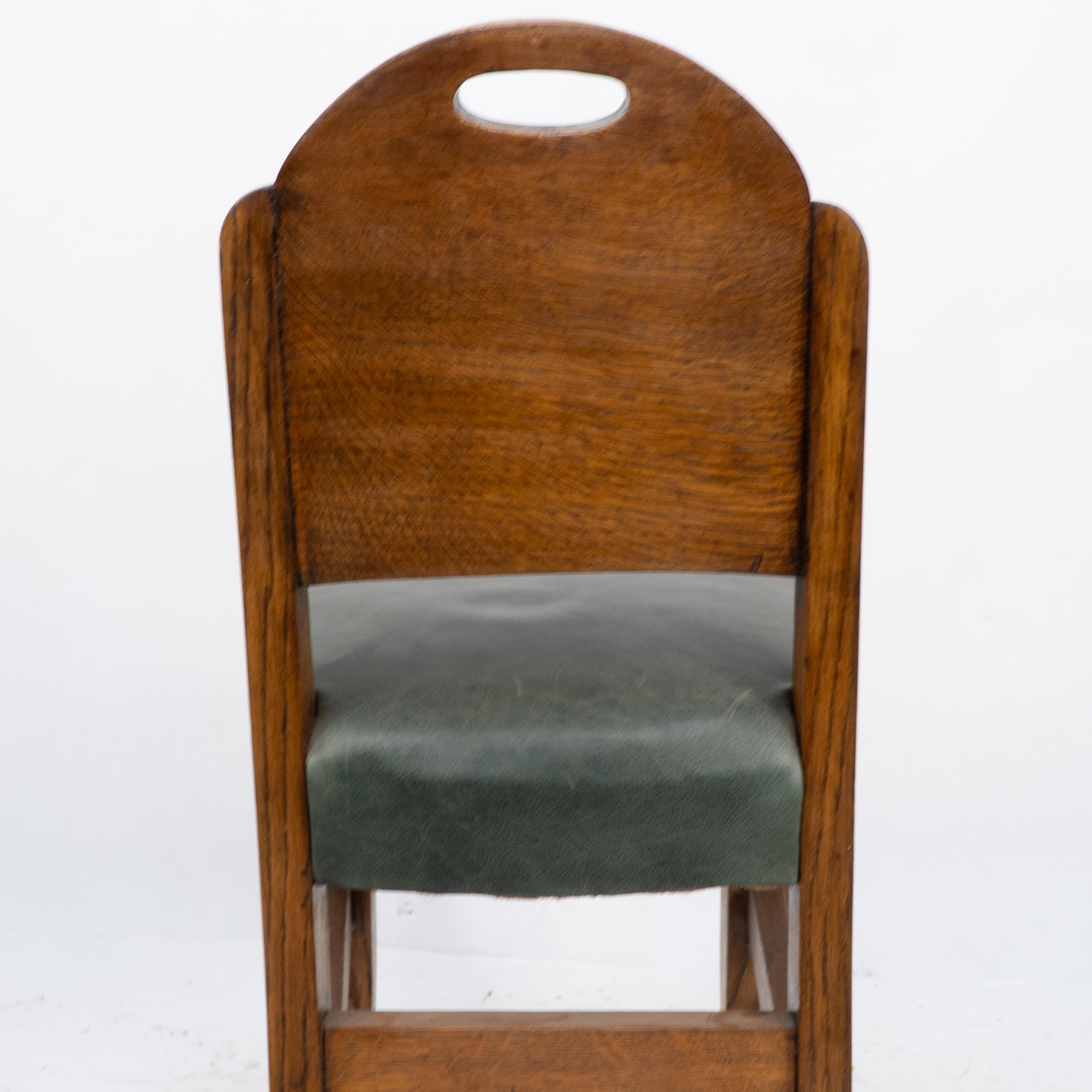 William Birch. An Arts & Crafts high seat music chair with leather seat For Sale 9