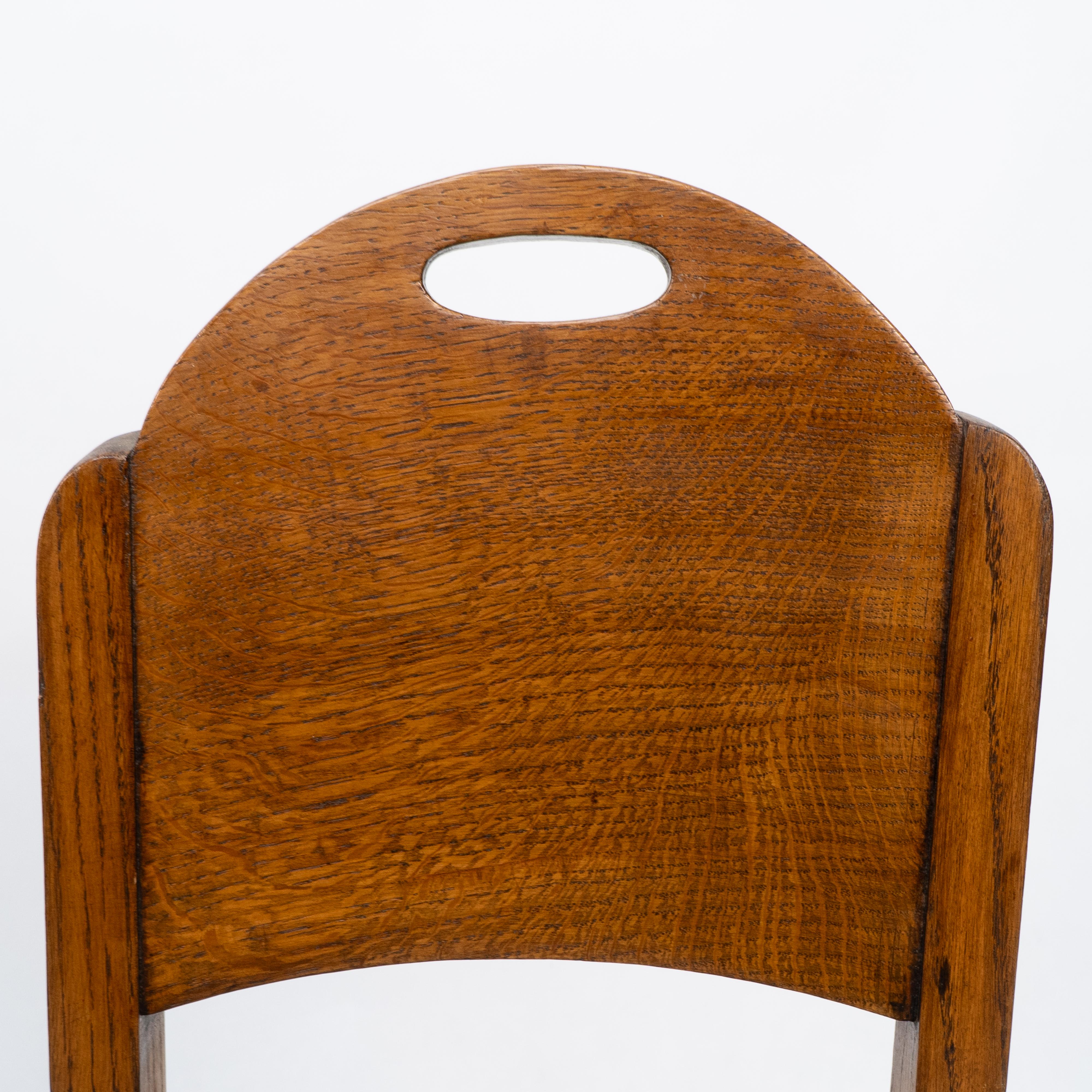William Birch. An Arts & Crafts high seat music chair with leather seat For Sale 12