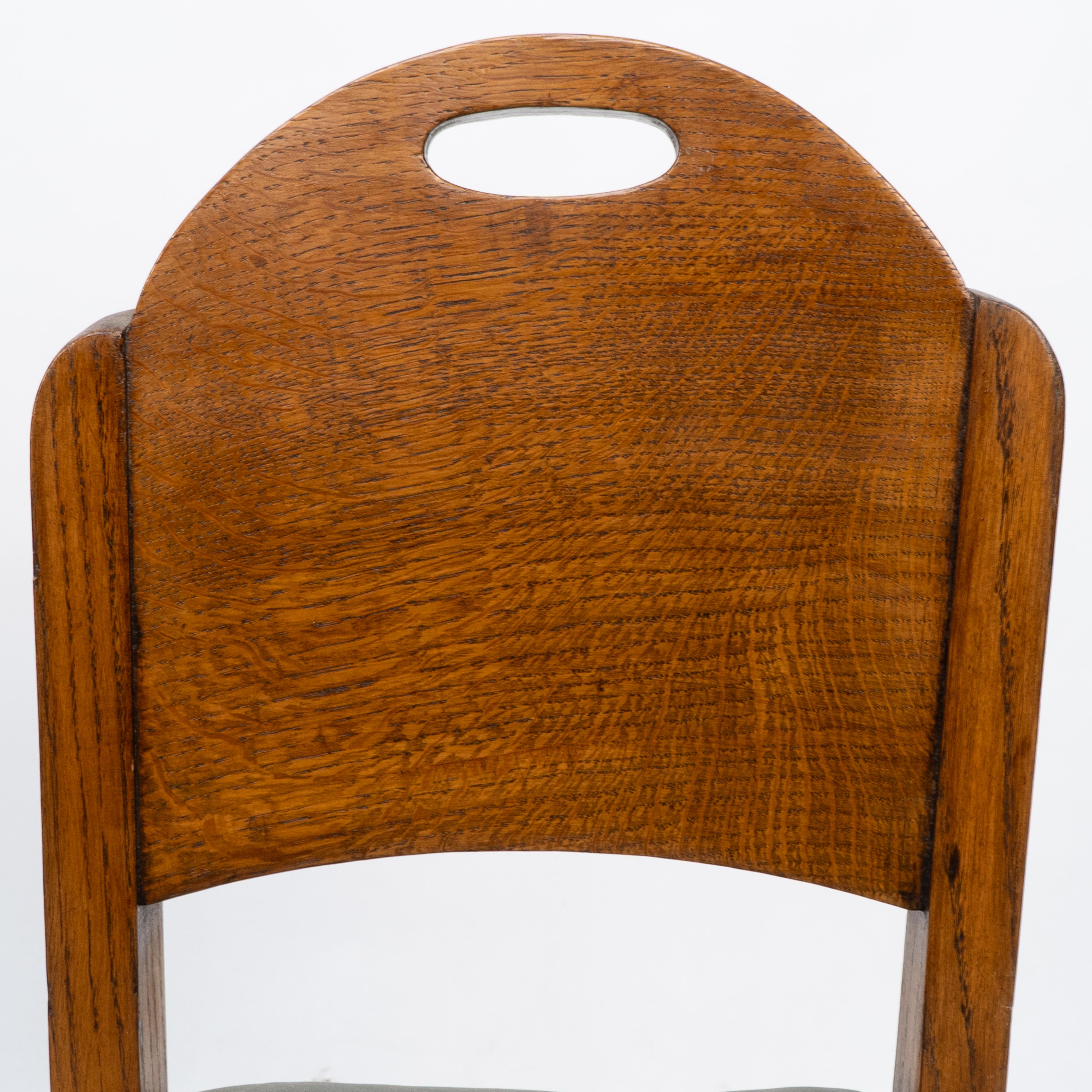 William Birch. An Arts & Crafts high seat music chair with leather seat For Sale 13