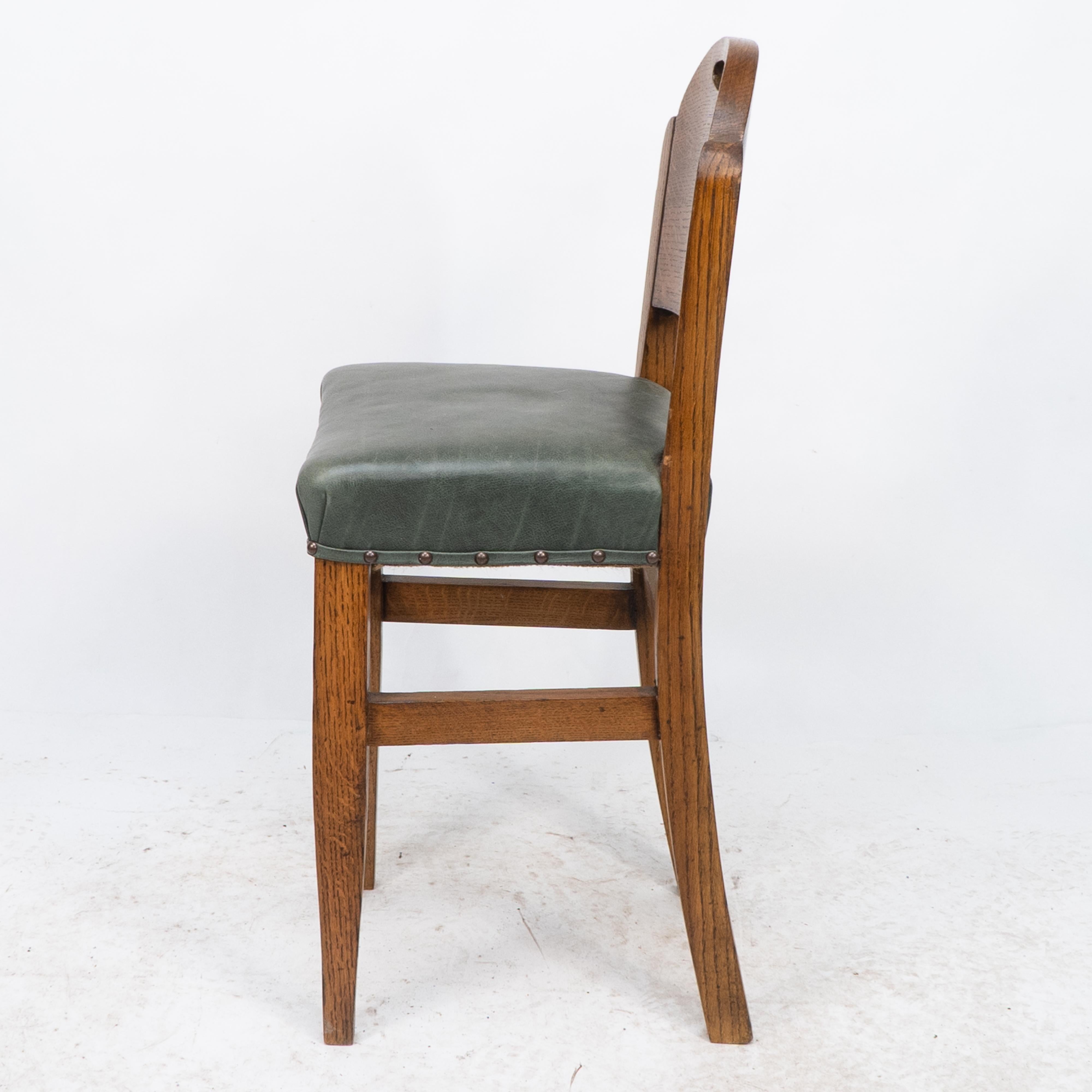 English William Birch. An Arts & Crafts high seat music chair with leather seat For Sale