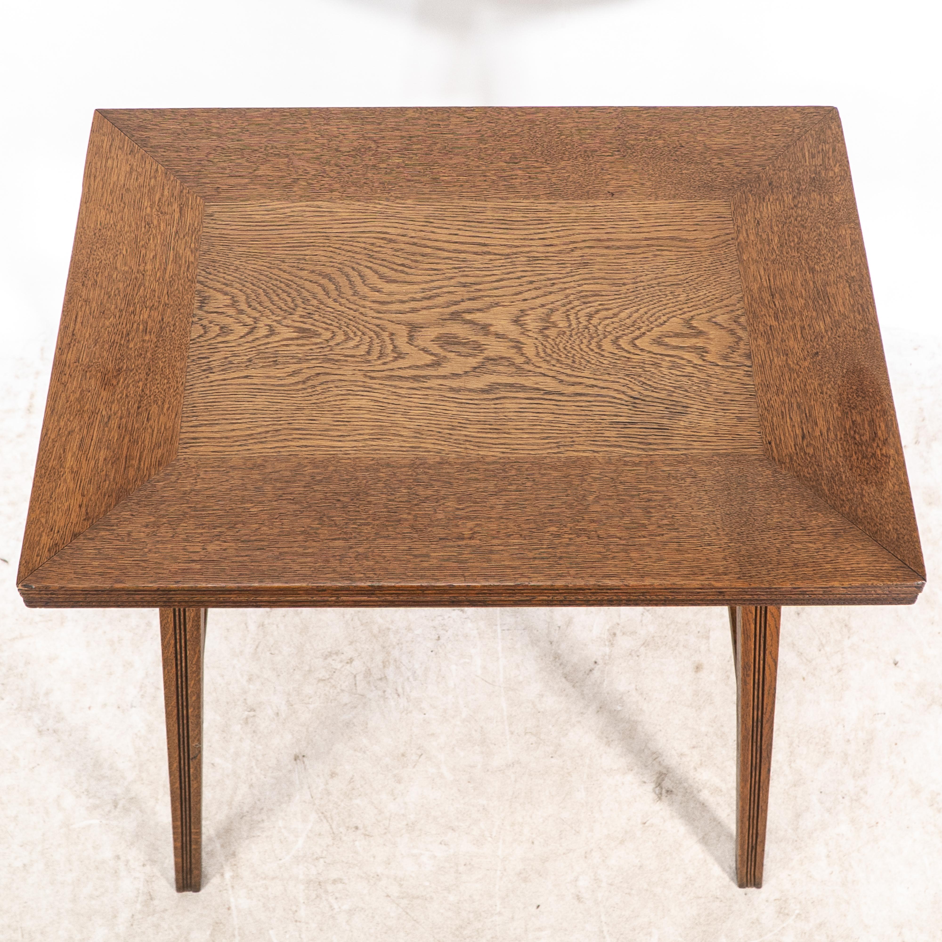 William Birch. Arts & Crafts oak card or game table with a swivel & fold out top For Sale 4
