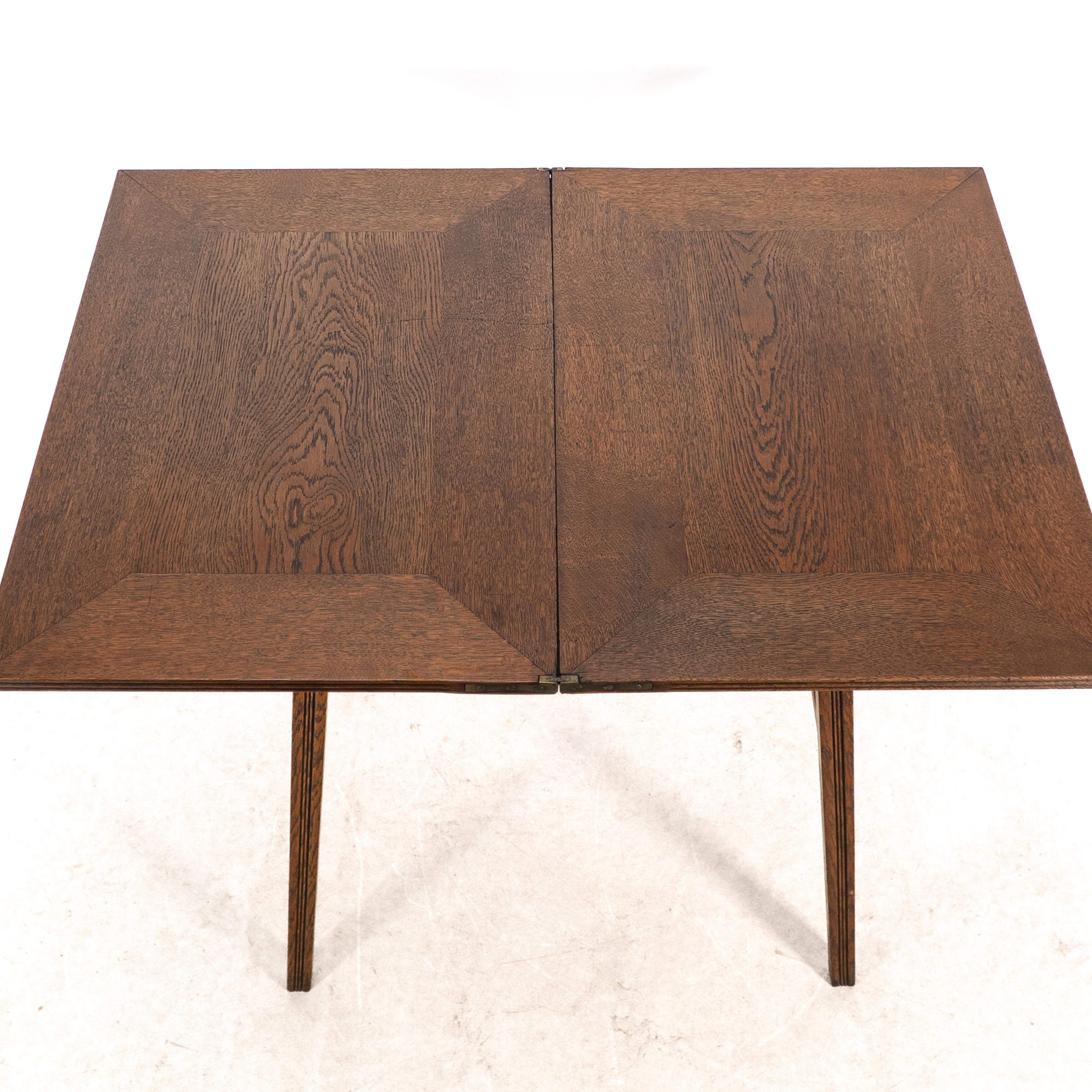William Birch. Arts & Crafts oak card or game table with a swivel & fold out top For Sale 6