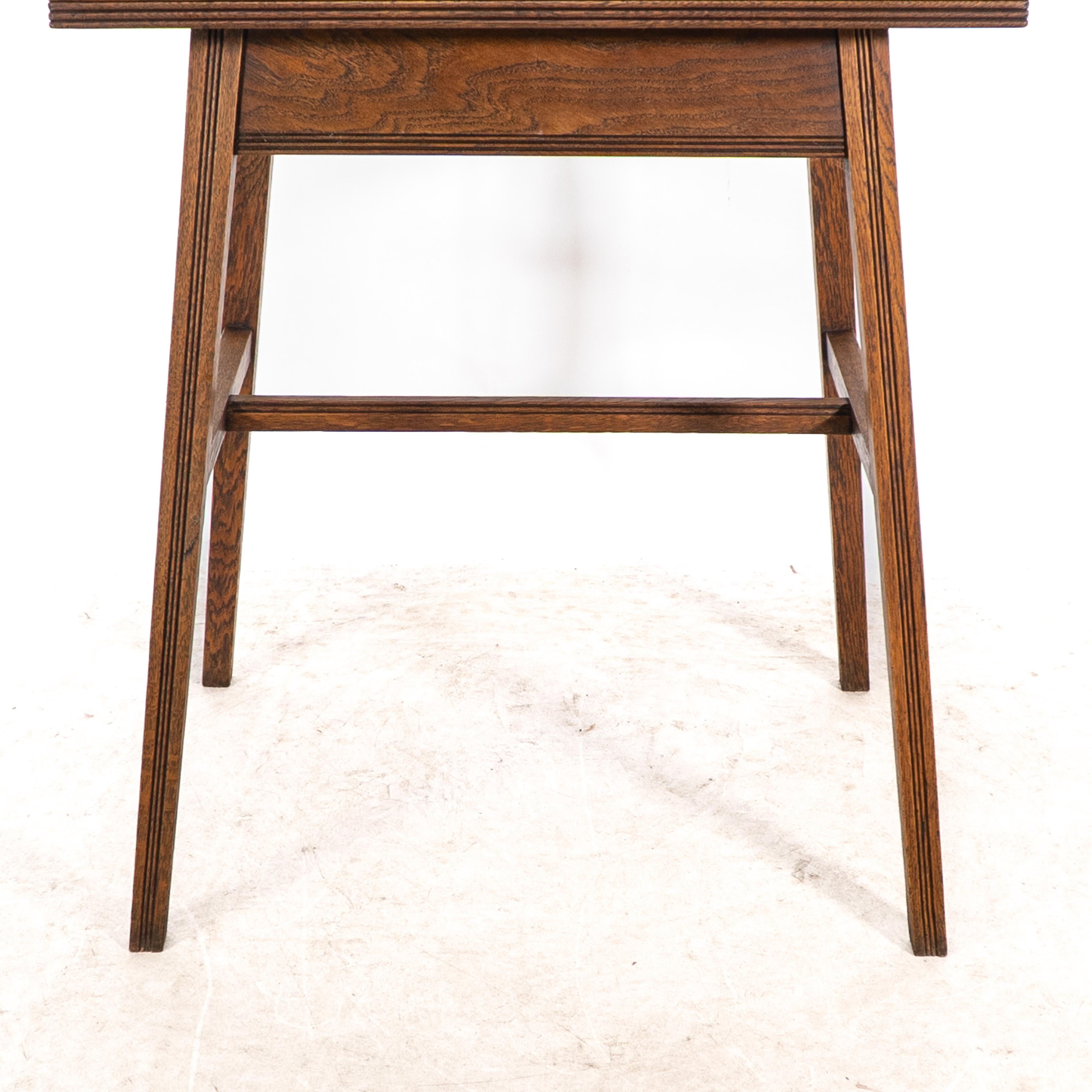 William Birch. Arts & Crafts oak card or game table with a swivel & fold out top For Sale 11