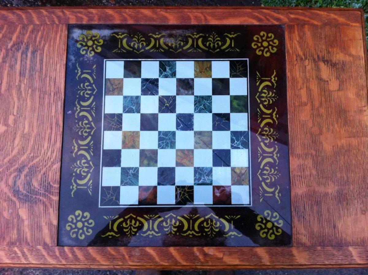 English William Birch for Liberty & Co. a Good Quality Arts & Crafts Oak Chess Table For Sale