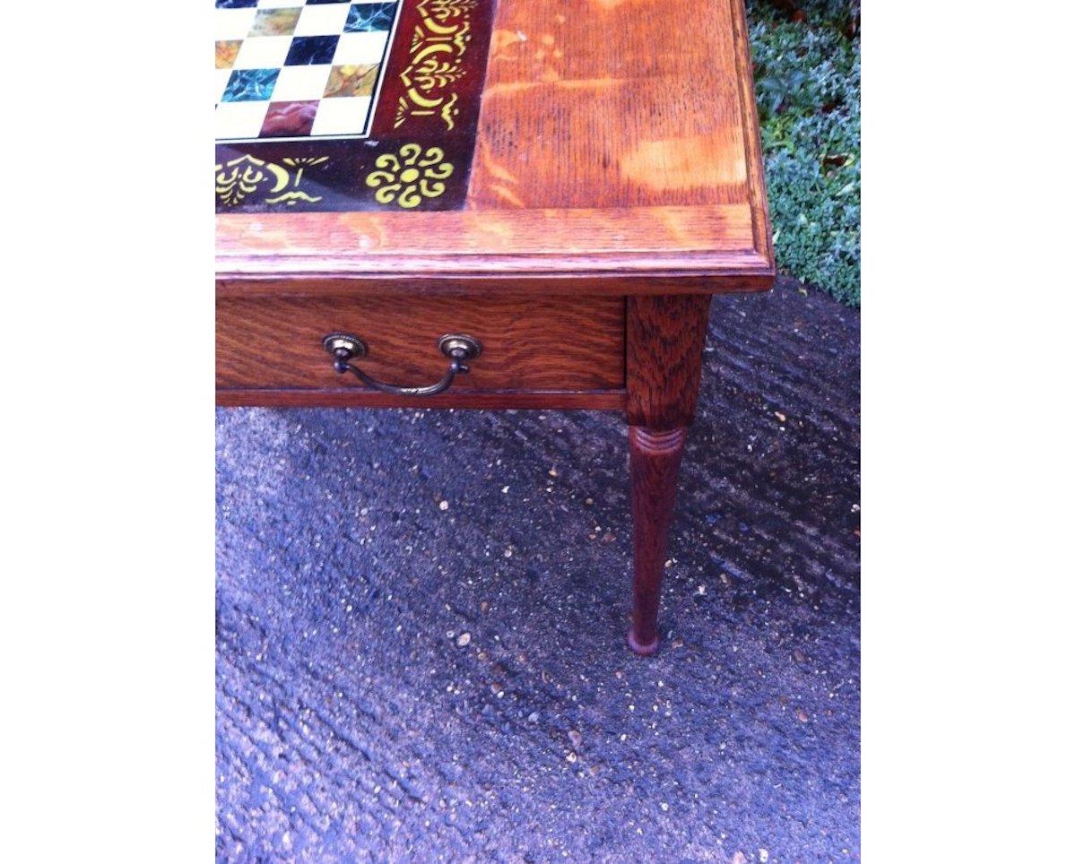 Hand-Crafted William Birch for Liberty & Co. a Good Quality Arts & Crafts Oak Chess Table For Sale