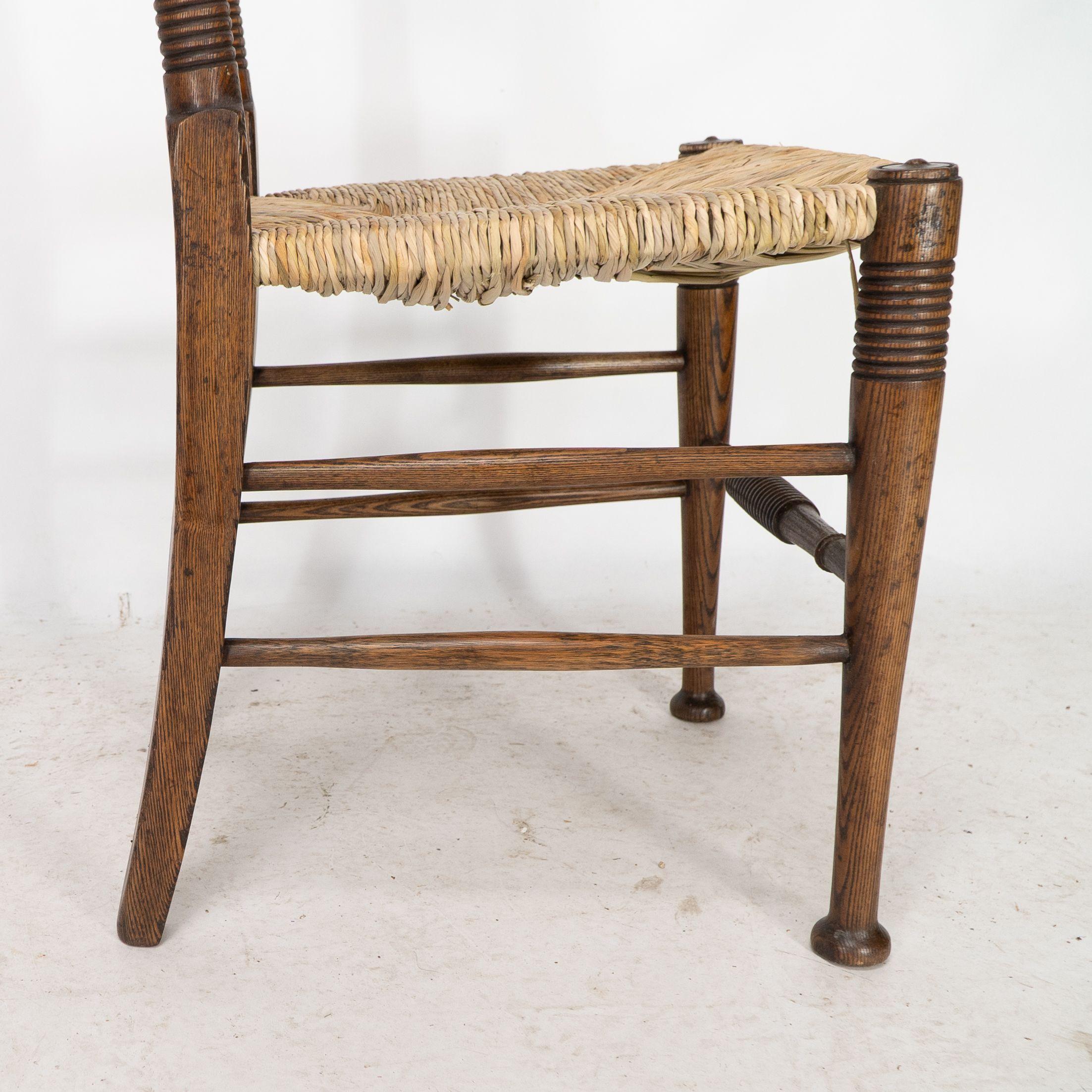 William Birch for Liberty & Co. A pair of Arts & Crafts rush seat oak chairs For Sale 6