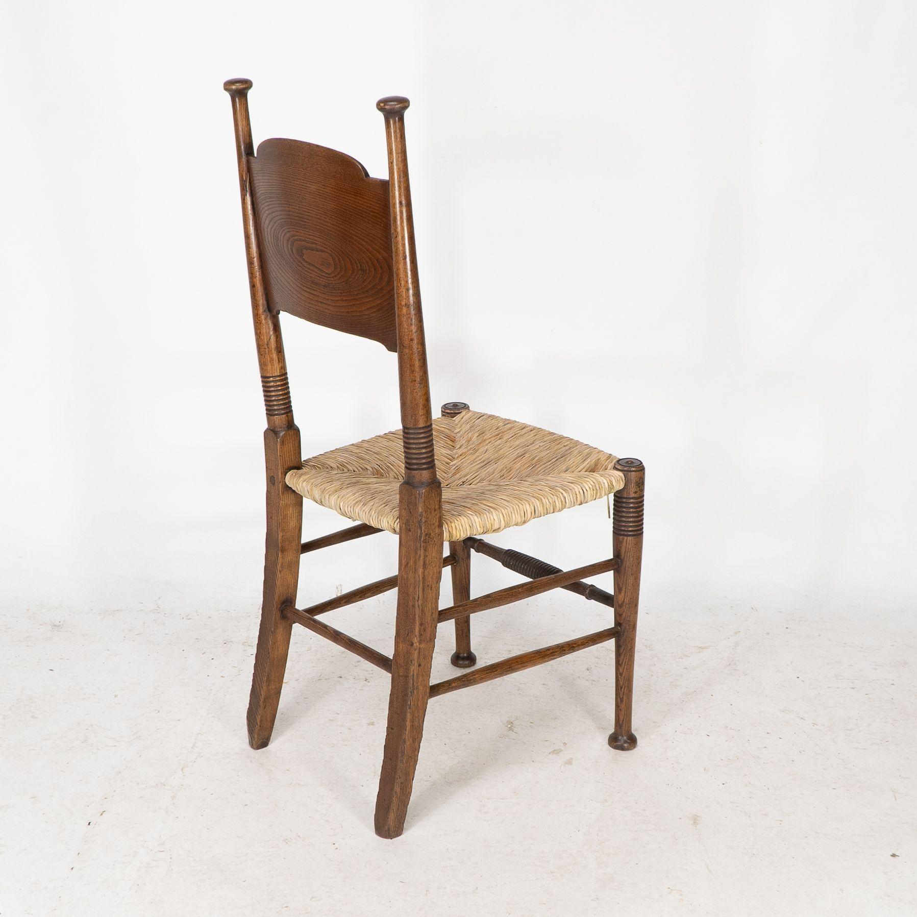 William Birch for Liberty & Co. A pair of Arts & Crafts rush seat oak chairs For Sale 7