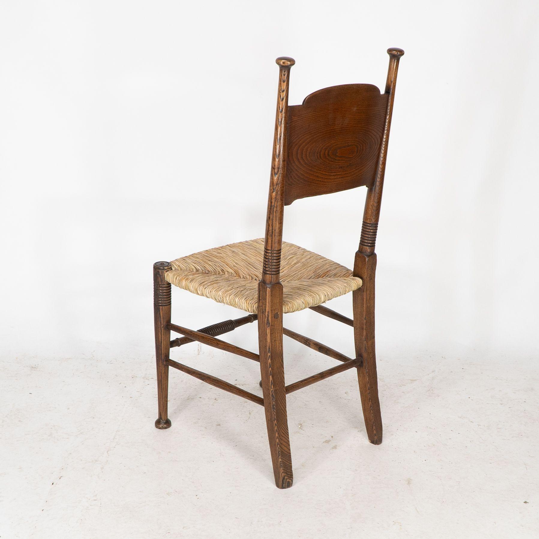 William Birch for Liberty & Co. A pair of Arts & Crafts rush seat oak chairs For Sale 9