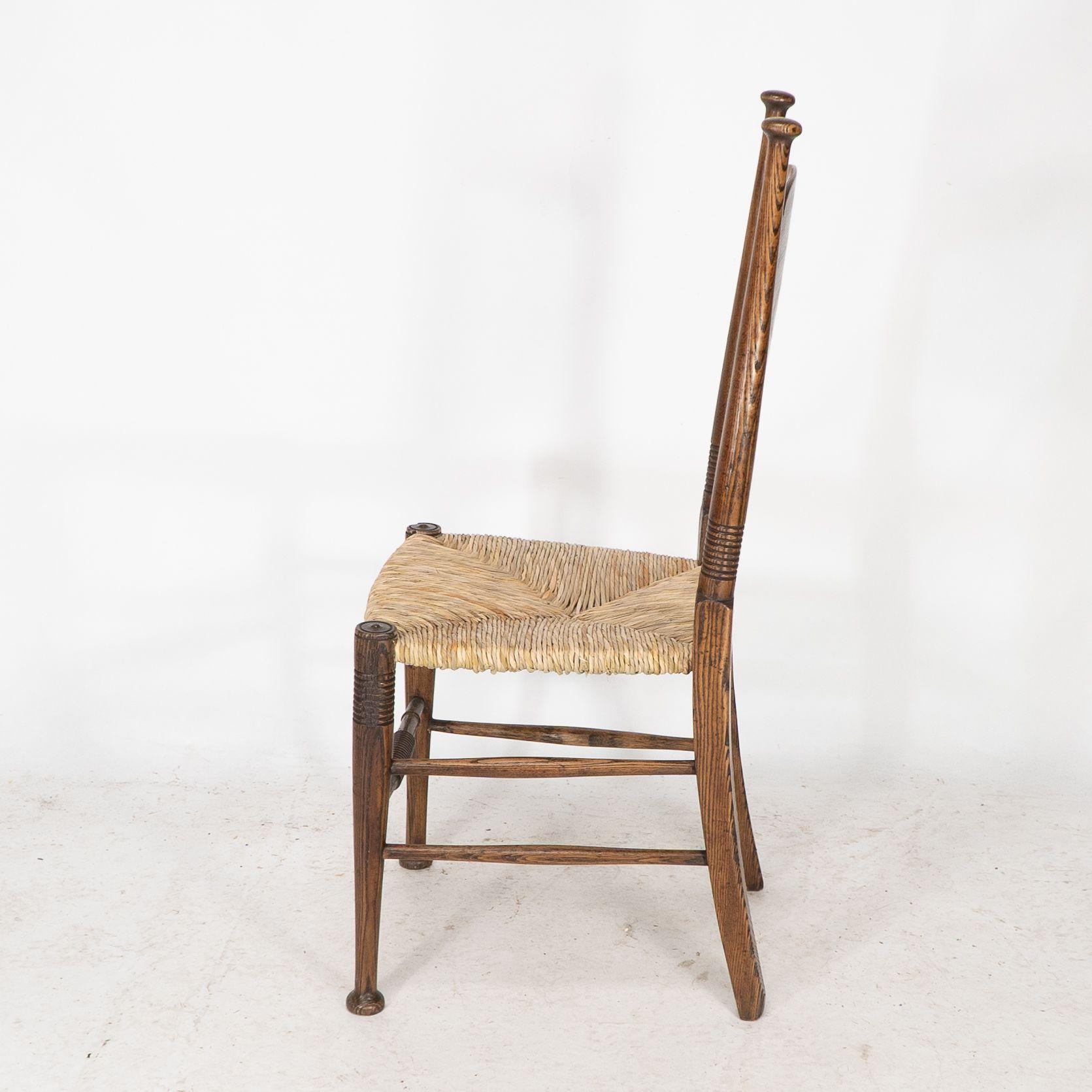 William Birch for Liberty & Co. A pair of Arts & Crafts rush seat oak chairs For Sale 1