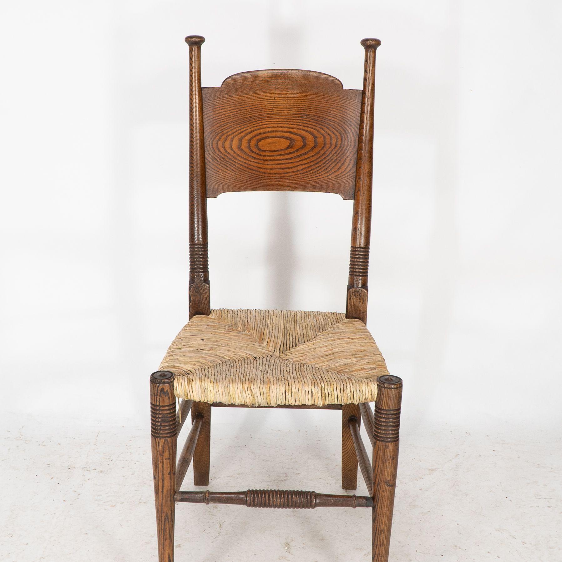 William Birch for Liberty & Co. A pair of Arts & Crafts rush seat oak chairs For Sale 2