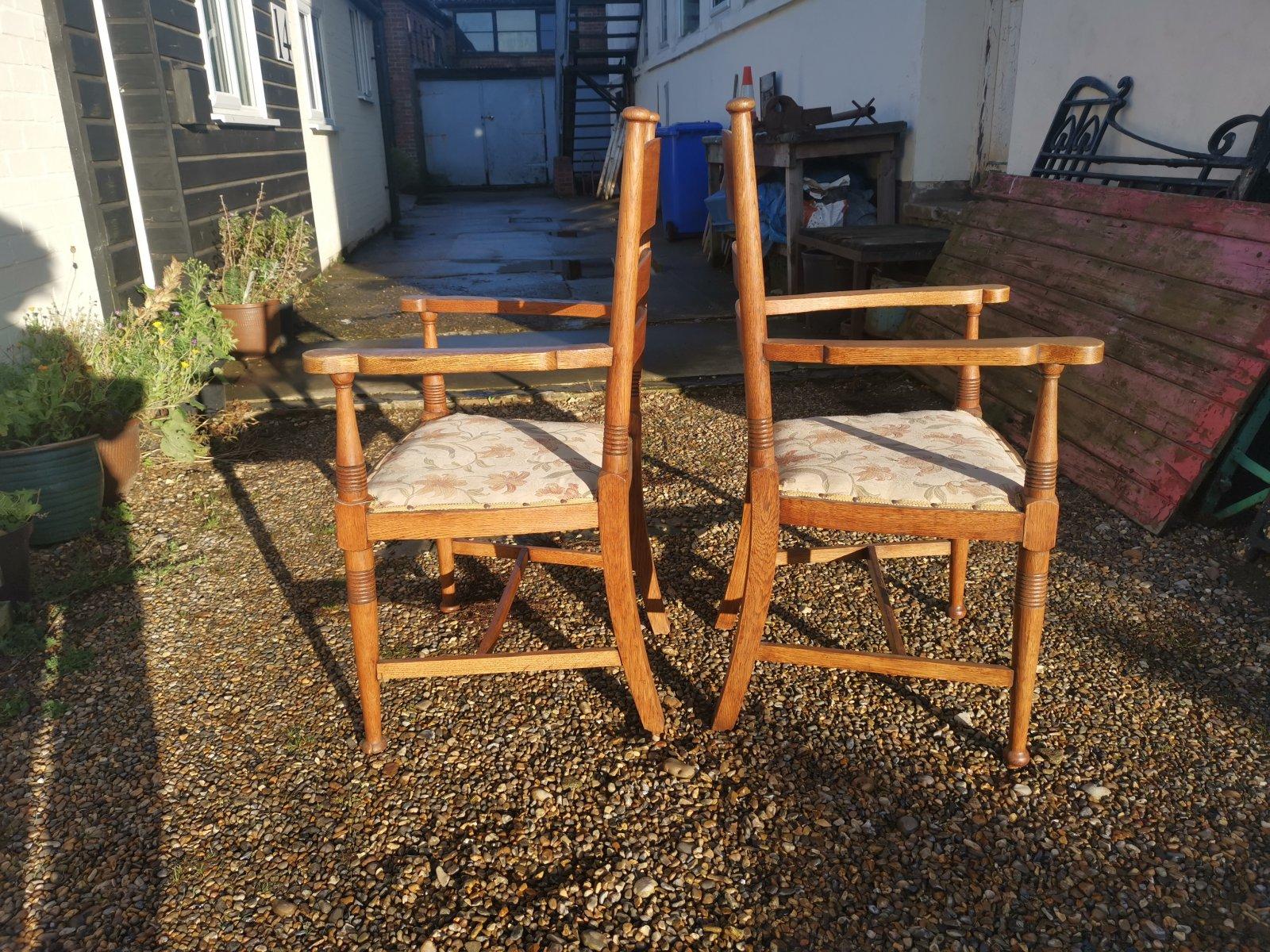 William Birch for Liberty & Co. a Set of Sixteen Arts & Crafts Oak Dining Chairs In Good Condition For Sale In London, GB
