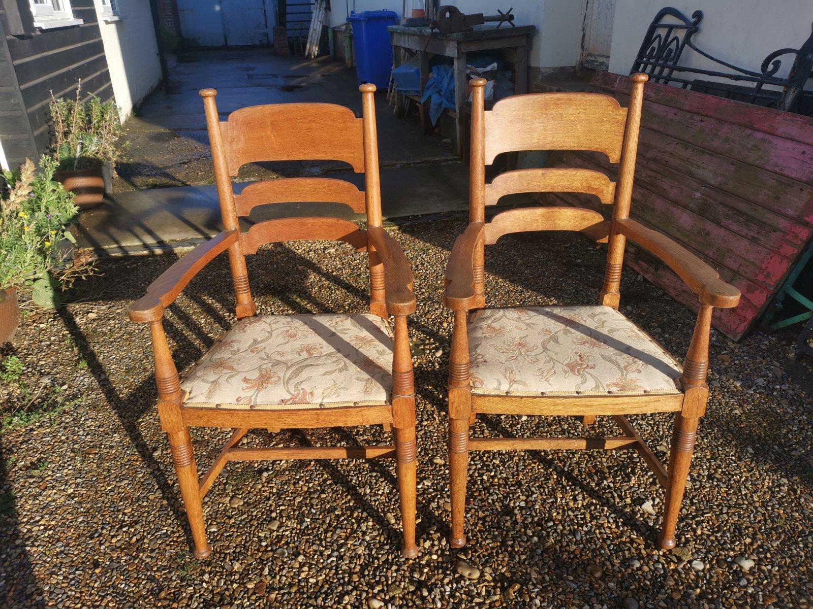 William Birch for Liberty & Co. a Set of Sixteen Arts & Crafts Oak Dining Chairs For Sale 2