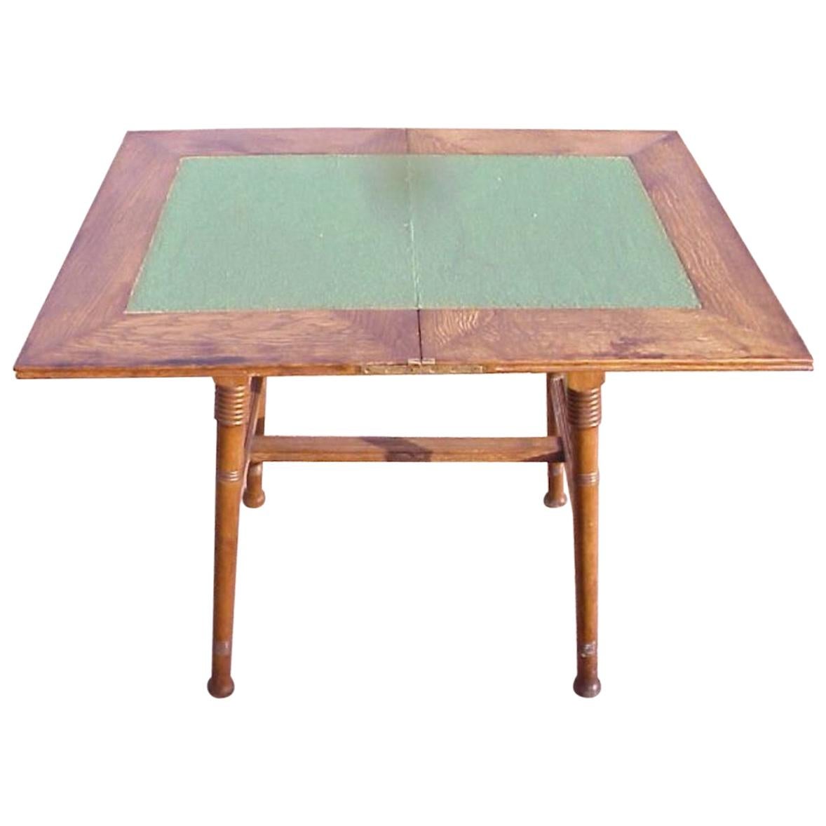 William Birch for Liberty & Co. an Arts & Crafts Oak Fold Over Card Table For Sale