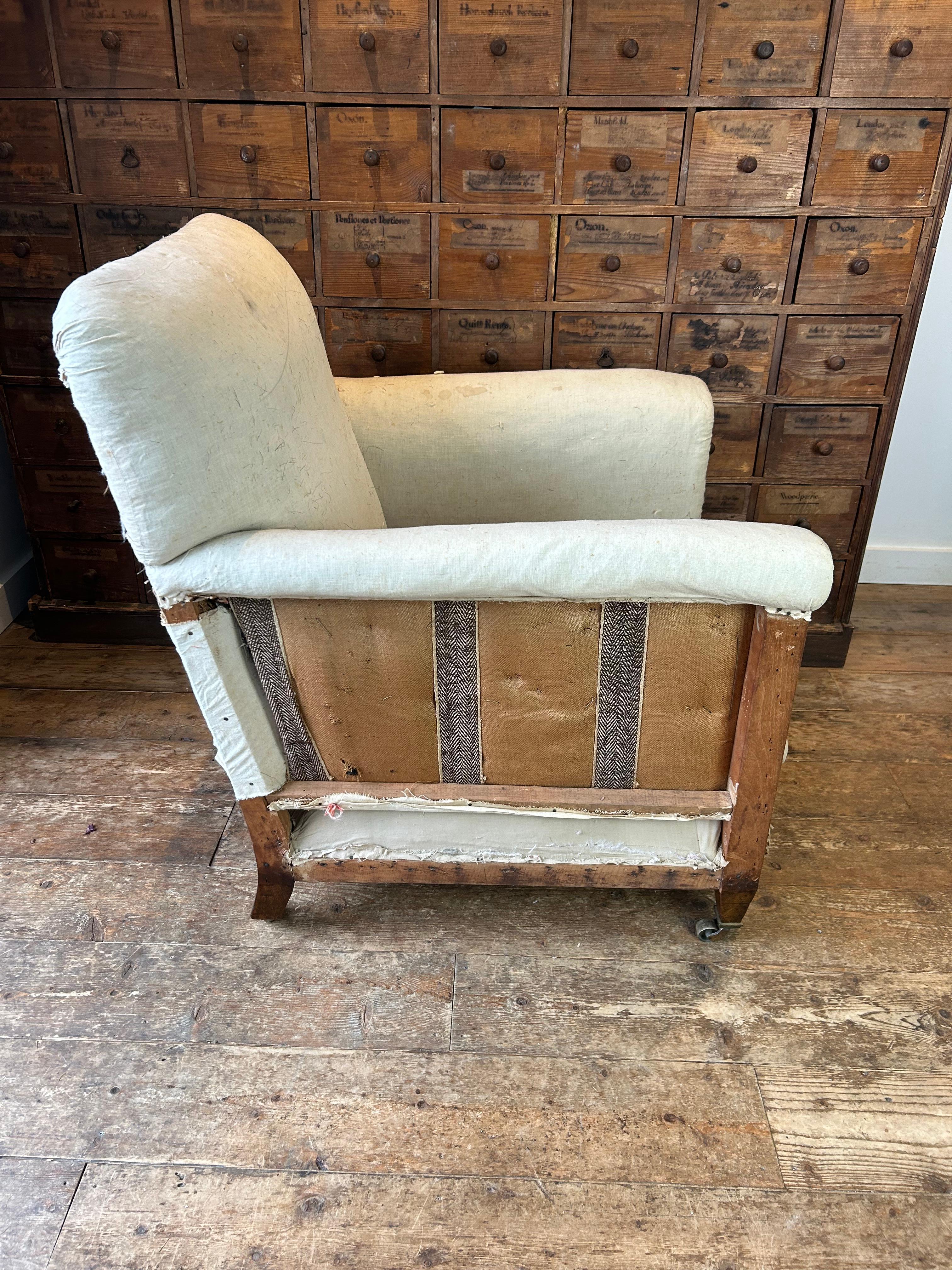 Country William Birch Stamped Upholstered English Armchair, circa 1890 For Sale
