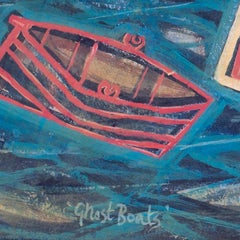 'Ghost Boats' by William Black, British, Cornish, mixed media painting, 1969