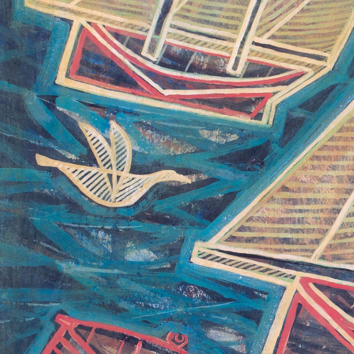 'Ghost Boats' di William Black, britannico, della Cornovaglia, pittura a tecnica mista, 1969 in vendita 2