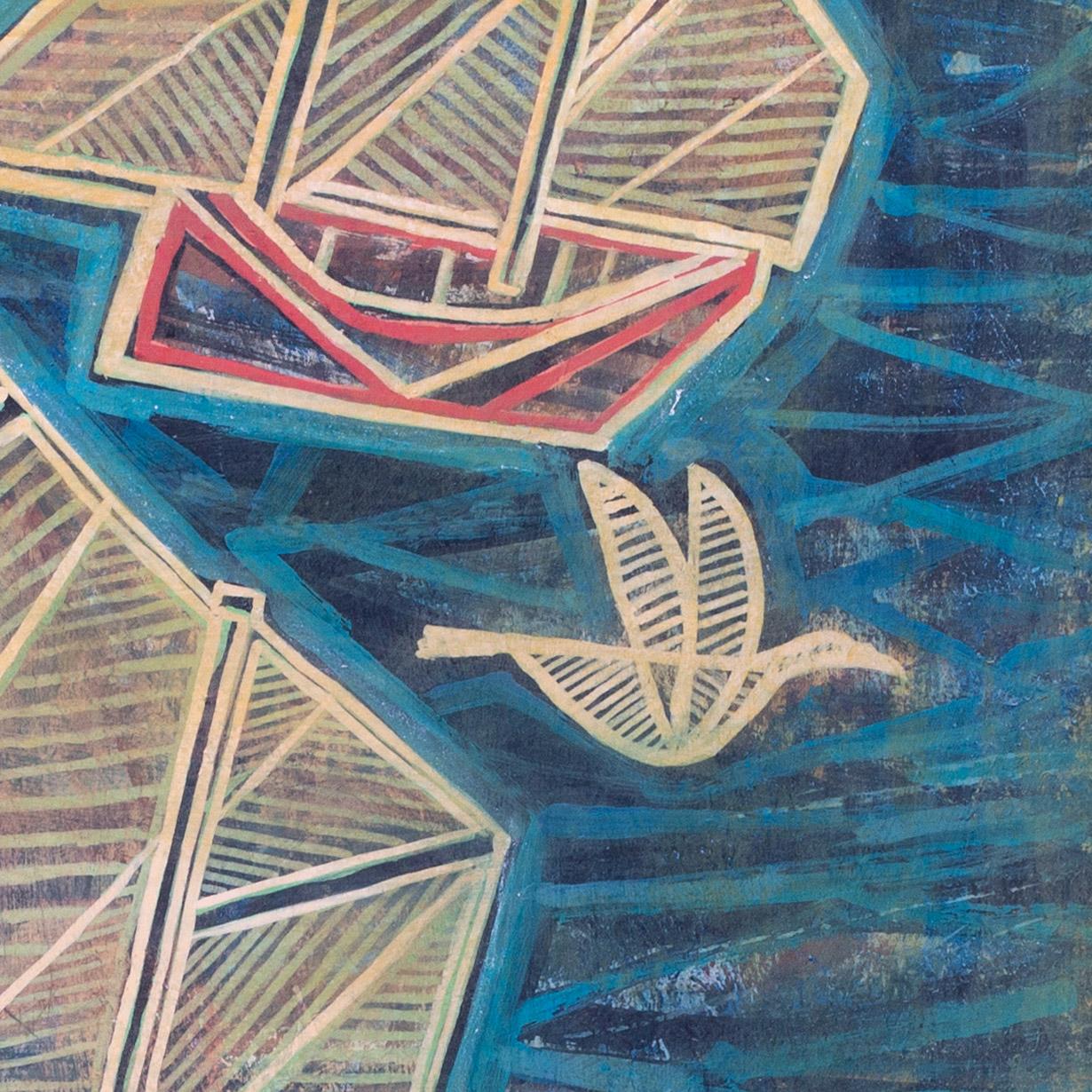'Ghost Boats' di William Black, britannico, della Cornovaglia, pittura a tecnica mista, 1969 in vendita 3