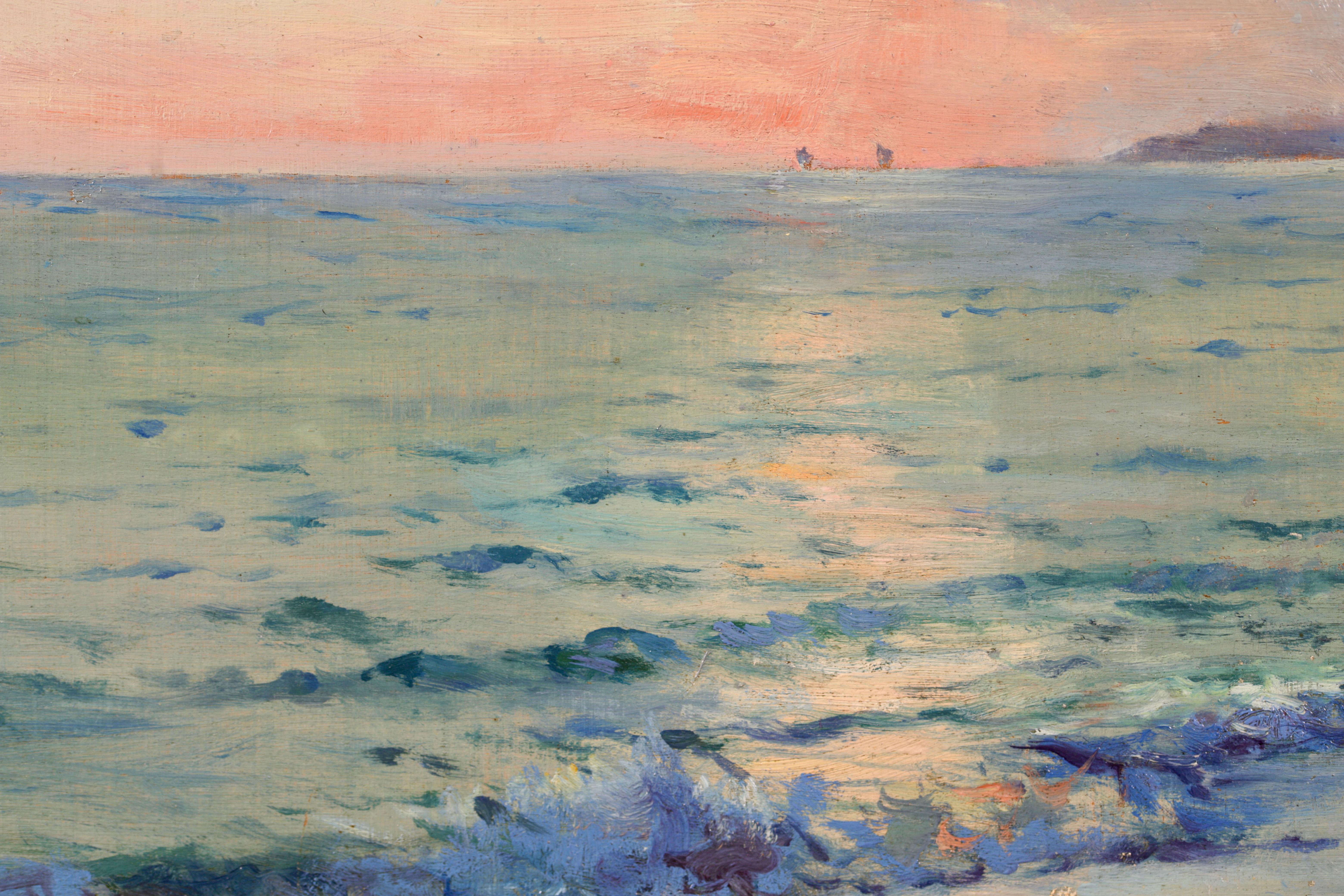 Sunset on the Coast - Impressionist Oil, Birds in Seacape by William Blair Bruce 7