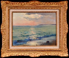 Antique Sunset on the Coast - Impressionist Oil, Birds in Seacape by William Blair Bruce