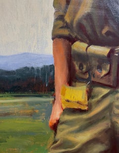 Un Gran Campo de Batalla - Un Soldado Solitario Lijando en un Campo Abierto, Óleo sobre Lino