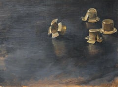 Gorras, Bodegón de gorras de percusión utilizadas durante la Guerra Civil, Óleo sobre lino