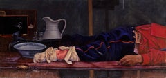 Embalming - Surgisches Re-Enactment-Gemälde eines verletzten Soldaten auf Tisch aus dem Bürgerkrieg
