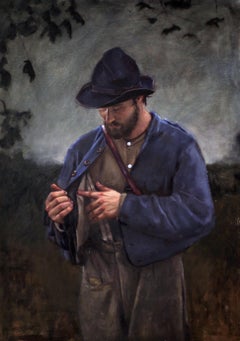 Used Incredulity -American Civil War Soldier, After Caravaggio, Original Oil on Linen