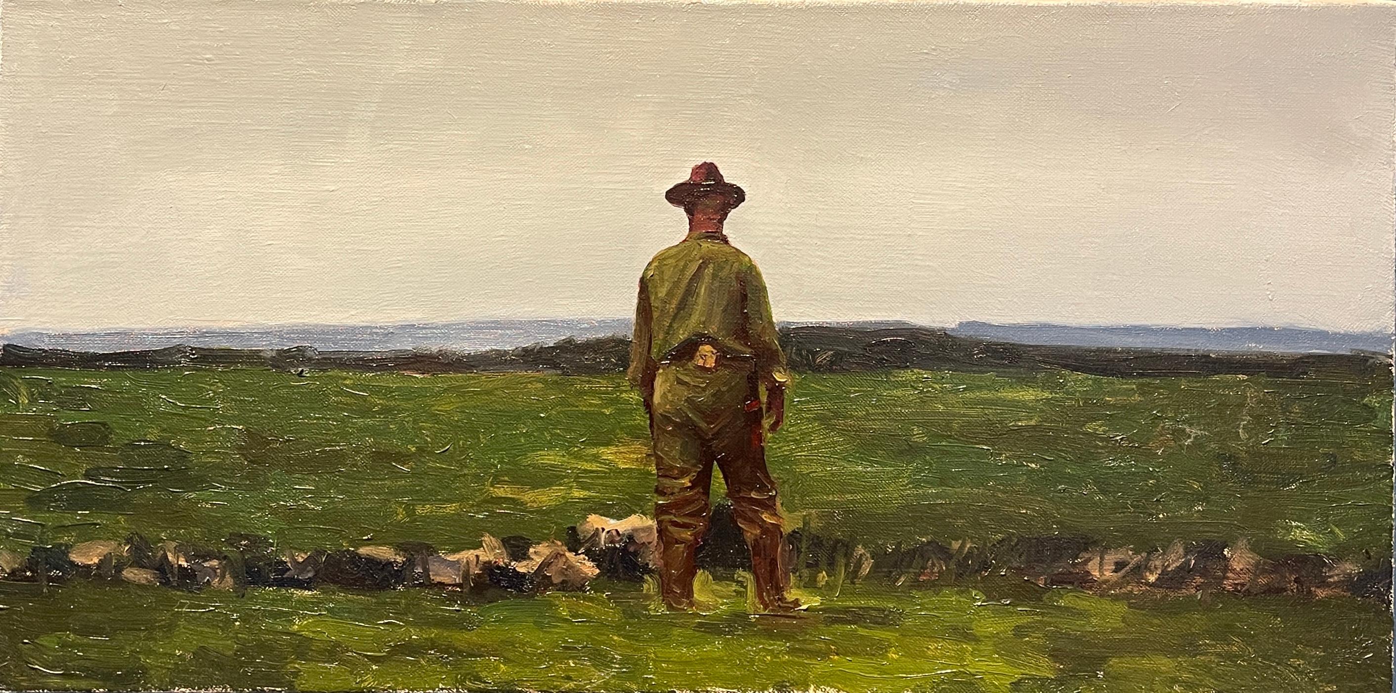 Old Field, A Uniformed Soldier Standing in an Open Field, Oil on Linen