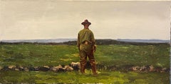 Old Field, A Uniformed Soldier Standing in an Open Field, Oil on Linen