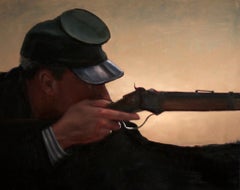 Sharp Shooter, Homenaje al artista de la Guerra Civil Winslow Homer, Óleo original sobre lino