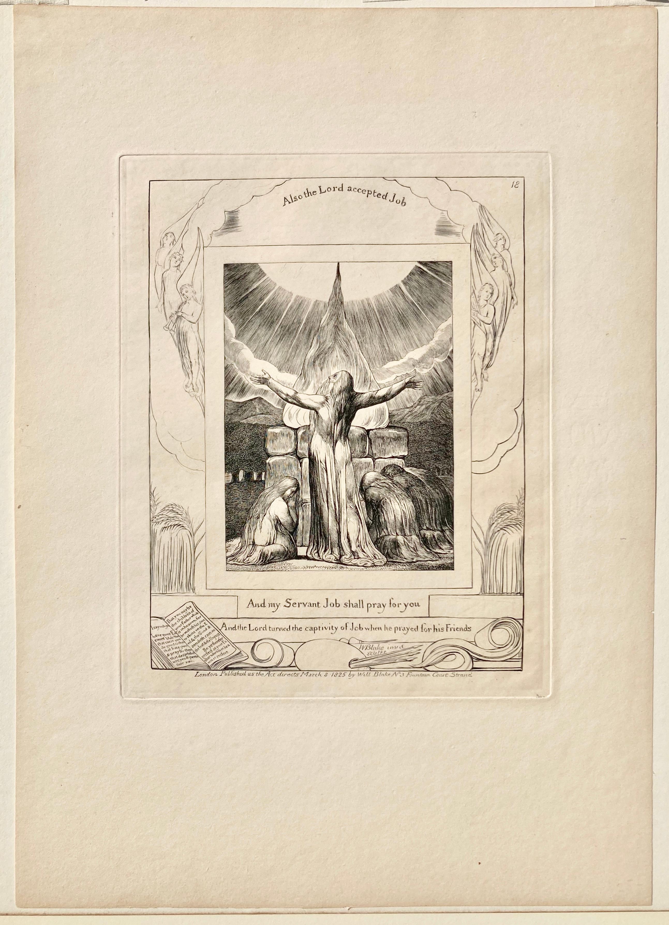 JOB SACRIFICED - And My Servant Job Shall Pray For You - English School Print by William Blake